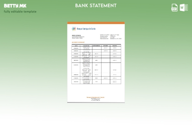модерен стил Guinea Banque Islamique de Guinée Шаблон за збор за извод од банка 